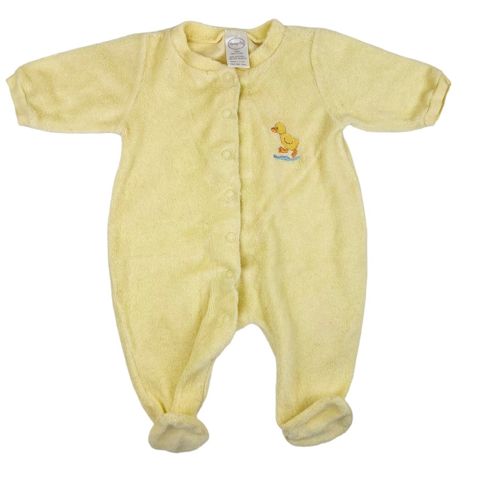 Vintage Starting Out Terry One Piece Footed Sleeper Yellow Duck 3M